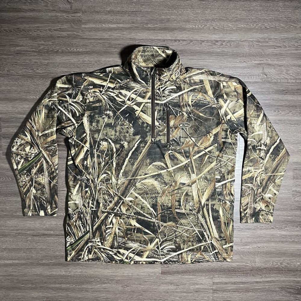 Drake BreatheLite Pullover Men's XL Realtree MAX-5 Camo 1/4 Zip Micro Fleece EUC